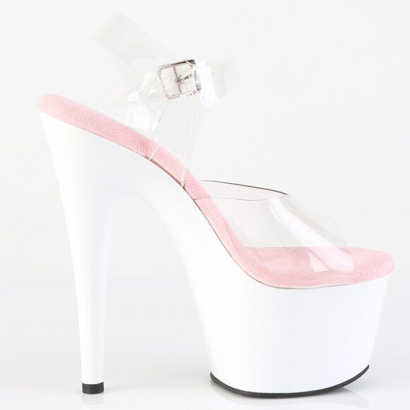 Clear Platform Heels with Pink Insole | Stiletto Strappy Sandals - Picture 2 of 5